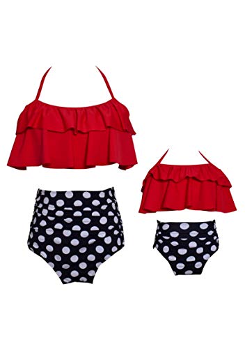 WIWIQS Summer Mommy and Me Matching Swimsuits Two Pieces Beachwear Fashion Summer Bikini Set RED 104