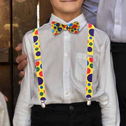 FRCOLOR 1 Set Dot Bow Tie Belt Clown Suspenders Suspenders Bow Tie Clown Bowtie Party Favor Suits for Boys Colorful Dot Suspender Bib Short Elastic Halloween Toddler2
