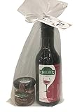  Regalo de vino tempranillo Extremeño con un tarro de paté ibérico, ambos de marca Deliex, en bolsa de organza (Pack 24 ud)