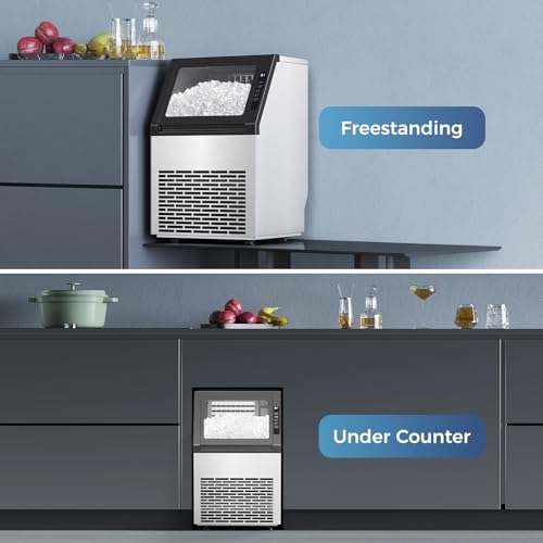 Image of Electactic Commercial Ice Maker Machine, 80Lbs /24H Under Counter ice Machine with 24 Hours Timer & LCD Panel, 28lbs Storage Capacity, Freestanding Ice Maker for Home, Bar, Restaurant, Office