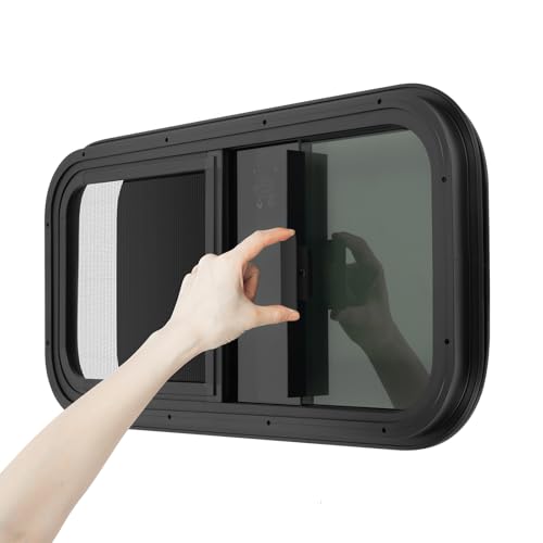 Ventana Camper 700*400mm Impermeable Ventana RV Cerradura Mecánica Ventana Corredera Para Caravana Ventana Lateral 25% Transmitancia Del Vidrio Mosquiteras Contra Mosquitos e Insectos Para Caravanas