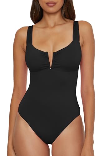 BECCA Women's Standard Color Code V-Wire One Piece Swimsuit, Adjustable, Bathing Suits