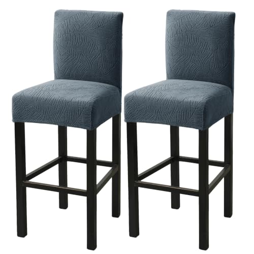 Image of HAOYONG Bar Stool Covers, Stretch Counter Stool Pub Chair Slipcover Washable Counter Height Chair Covers for Kitchen Dining Room Cafe Set of 2 (Dark Gray)