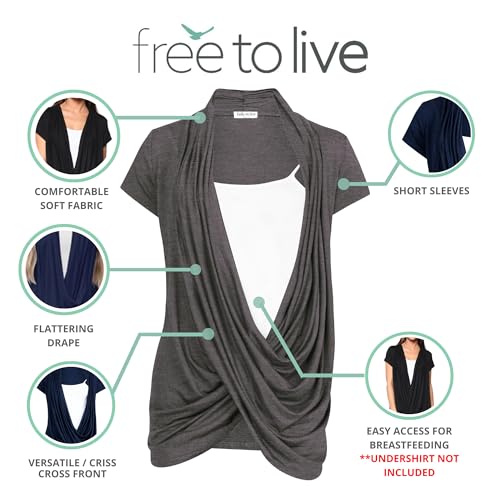 Free to Live 3 Pack Nursing Tops Breastfeeding Shirts Criss Cross Tops for Women Fall Maternity Clothes Short Sleeve Cardigan2