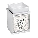 Elanze Designs Enjoy The Little Things Ceramic Slate Grey Interchangeable Photo Frame Candle Wax Oil...