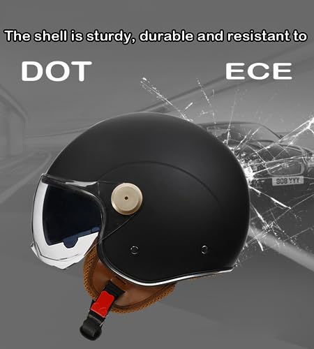 Casco de motocicleta 3/4 con doble visera solar para cruiser 3