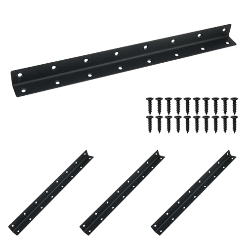 Redunest 4 Pack 14.8" Black Heavy Duty Shelf Brackets, 375mm Length Braces