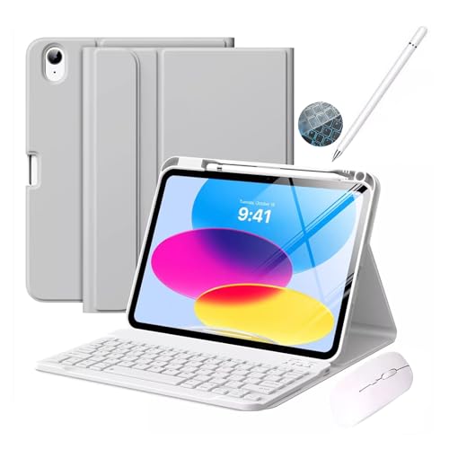 Funda teclado iPad Air 10.9 evita caídas del Apple Pencil gris