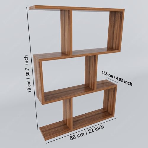Image of homeeasy Wooden Wall Shelves - 4-Tier Floating Shelf | Stylish Storage for Living Room, Study, Office & Kitchen | Perfect for Home Decor & Book Display (WS4)(78x12.5x56)