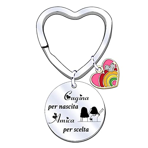 JRZDFXS Portachiavi Cugina regalo da Donna Ragazza Regalo di Amicizia Ciondolo Argento con Incisione Cugina per Nascita Amica per SCELTA Regali di natale,regali di compleanno per la cugina
