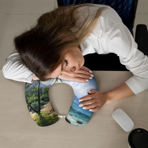 Almohada de viaje de poliéster negra cervical ajustable miniatura 7