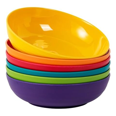 KX-WARE 8-inch Melamine Bowls, 40-ounce Salad/Pasta/Dinner Bowls, set of 6 Multicolor Cover