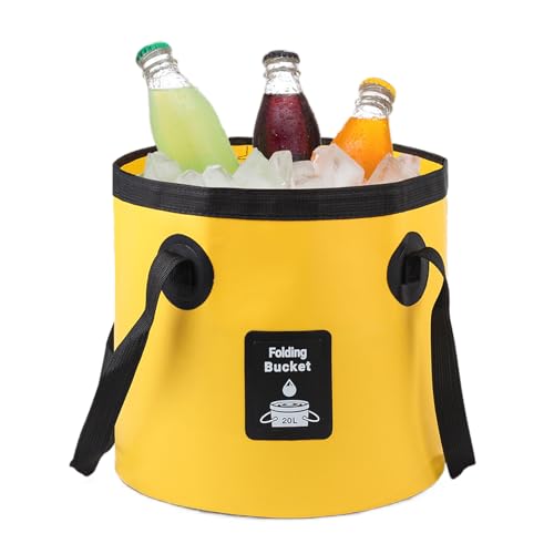 Biniveil Cubo Plegable | Cubo de Lavandería Ligero, Plegable De Gran Capacidad 12/20 L con Asa para Cocina Playa Lavado De Autos Jardinería Lavandería