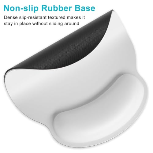 Image of Mouse Pad with Gel Wrist Rest Support, Ergonomic Mouse Cushion with Non Slip Rubber Base Mouse Pad for Laptop, Computer, Gaming, Office (White, Round)