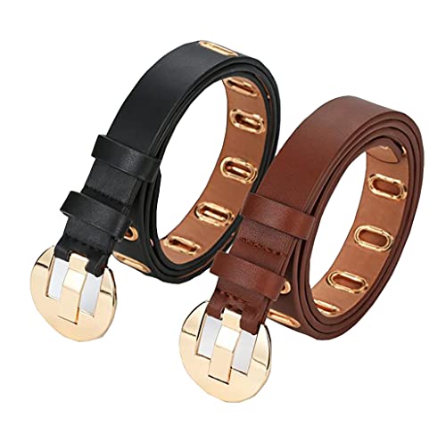 Belt Hollow Flat Hole Waist Belt Decoration Pin Buckle Pants Belt Dresses Accessary PU 1 PC2