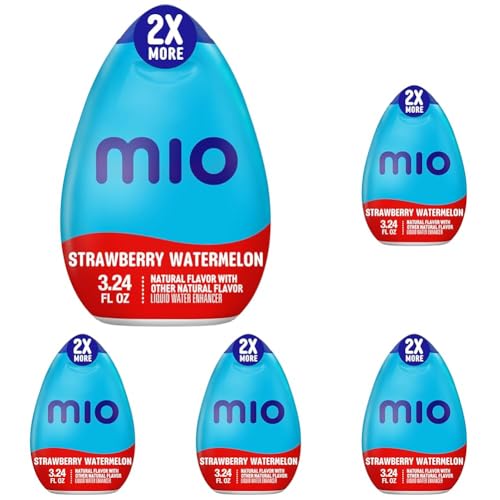 Image of mio Strawberry Watermelon Flavored with other natural flavor Liquid Water Enhancer, 3.24 fl oz Bottle (Pack of 5)