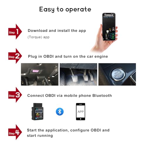 YTFRL Bluetooth OBD2 Scanner for Car, OBD II Wireless Diagnostic Code Reader Bluetooth Scan Tool, Universal Professional Auto Engine Fault Diagnosis Tester Adapter, Car Accessories - Thumbnail 2