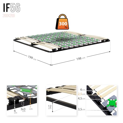 i-flair Tellerlattenrost 200x200 cm, Lattenrahmen Ergo IF56 mit Tellerfedern - für alle Matratzen und Betten geeignet – Bild 3