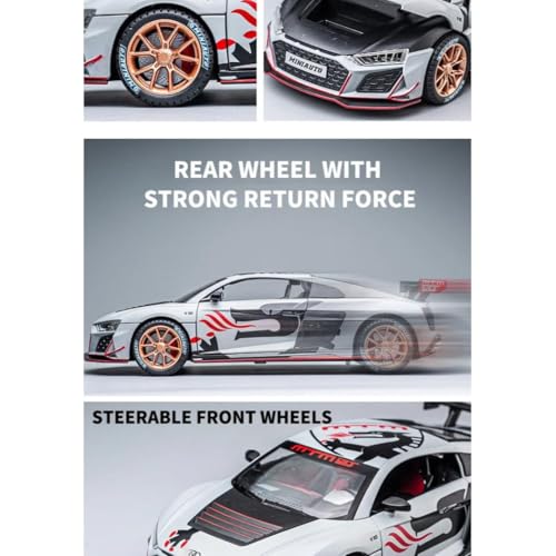 Image of Aodi R8 MTM 1:24 Model Car with Box, Zinc Alloy Pull Back Toy car with Sound and Light for Kids Boy Girl Gift [Colors as Per Stock] (Audi R8 MTM)