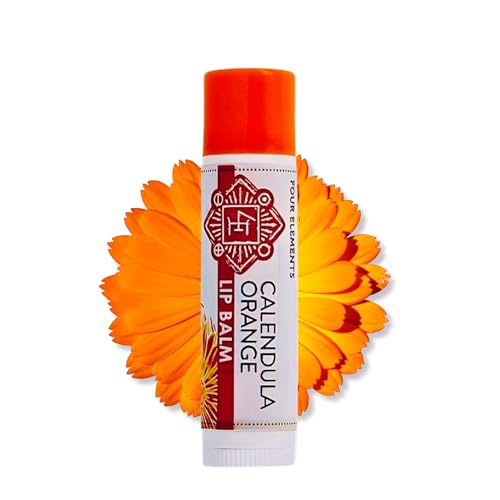 Four Elements 4E Calendula Orange Lip Balm, Nourishing and Provides deep Hydration to leave your Lips Soft and Supple, .15 OZ (Pack of 1)