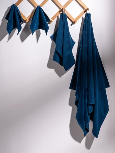 Image of DAMENSCH 100% Cotton Towels, Super Soft Towels Set, Ultra Absorbent Towel for Women, Quick Dry Face Towel for Men, Long Lasting Colours Bath, Hand and Face Towels-Nightfall Blue