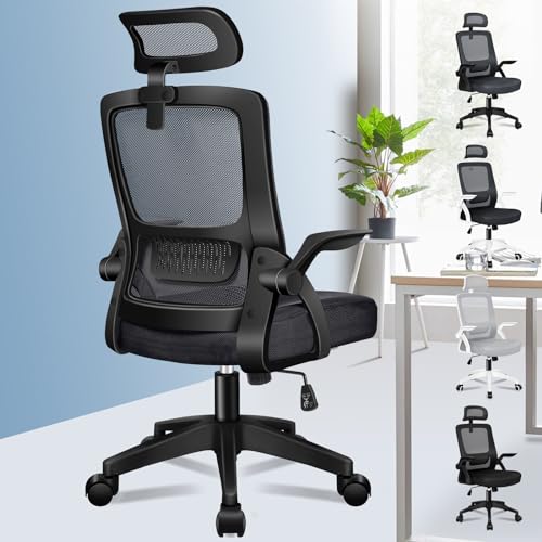 Alfordson Silla De Escritorio De Oficina Ergonómica Para Oficina En Casa, Silla De Computadora De Malla Con Soporte Lumbar Reposacabezas Reposabrazos Abatible, Silla Giratoria Inclinable, Negro Alfordson Silla De Escritorio De Oficina Ergonómica Para Oficina En Casa, Silla De Computadora De Malla Con Soporte Lumbar Reposacabezas Reposabrazos Abatible, Silla Giratoria Inclinable, Negro