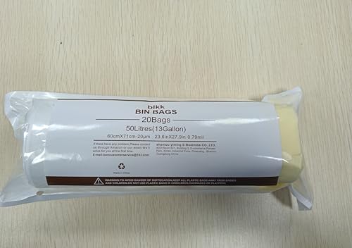 blkk Bin Bags Heavy Duty Bin Liners 50L Swing Bin Liners Strong Pedal Drawstring Bin Bags with Tie Handle Unscented 1 Roll, 20 Counts in All - Image 7