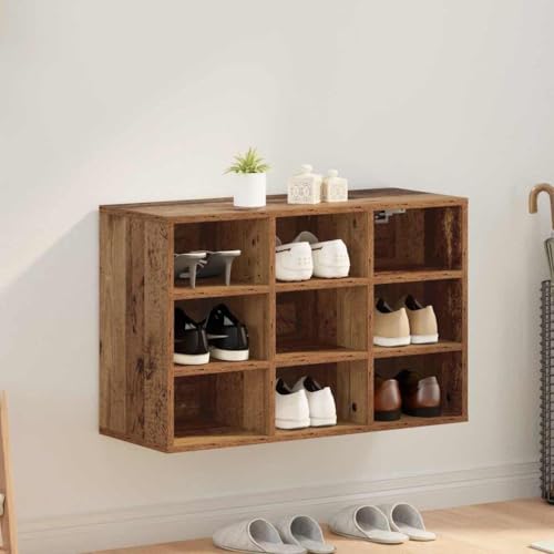 Keeushr Meuble à chaussures avec étagère en bois recyclé 77,5 x 30 x 51 cm pour l'entrée avec rangement pratique et design minimaliste