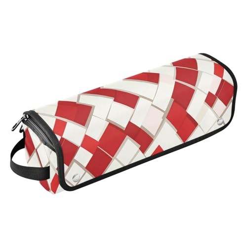 Estuche de viaje 2-en-1 para plancha rizadora con almohadilla resistente al calor para planchas y rizadores, organizador impermeable blanco y rojo miniatura 1