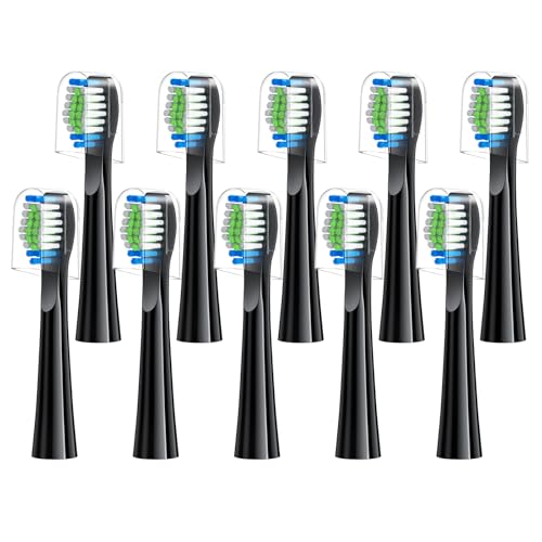 Harobey Replacement Toothbrush Heads 10 Pack Compatible with Bitvae Daily D2 Rechargeable Toothbrush for D2 Toothbrush Heads Refills Black