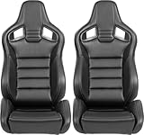 Dyncan Comfortable Racing Seat with Adjustable Features, Stylish Black PU and Vinyl Design, Universal Fit