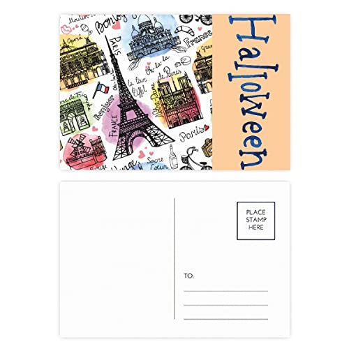 Cartes postales d'Halloween Tour Eiffel pour remplacer les invitations ordinaires et tristes