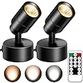 FZWLE 2 Pack Dimmable Spot Lights Indoor with Timer and Remote, 3000K/4000K/5000K Adjustable LED Up Lights,3W Plant Spotlight Indoor Uplighting, Indoor Accent Light for Plants