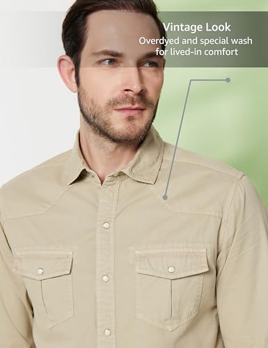 Image of Symbol Premium Men's Washed Cotton Twill Casual Shirt - Regular Fit | Pure Cotton (Available in Plus Sizes)