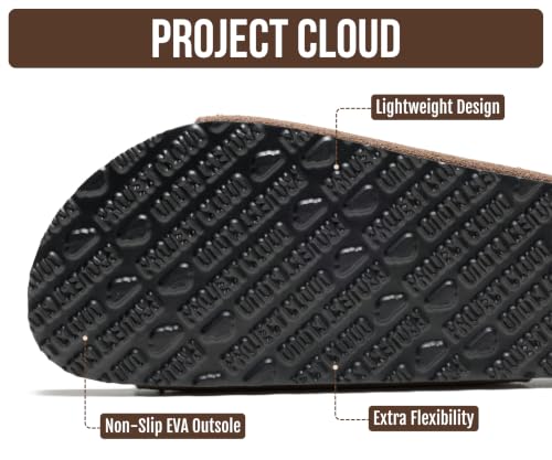 Image of Project Cloud 100% Genuine Leather Flat Sandals For Women 2026 Cork Footbed Womens Sandals with Memory Foam and arch support Vacation Essentials Slides for Women Footwear (Venita)