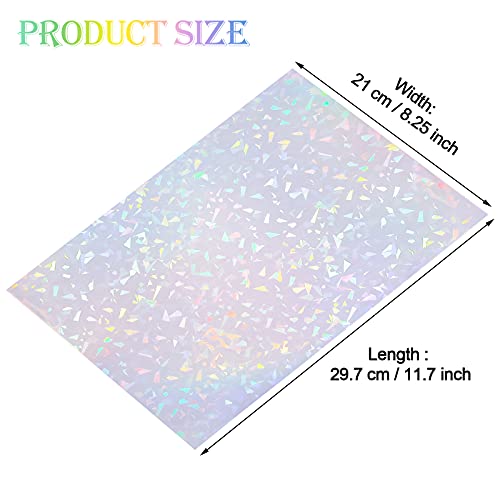 24 Sheets Transparent Holographic Overlay Holographic Vinyl Overlay Holographic Lamination Sheets Adhesive Transparent Vinyl For Stickers, A4 Size, 8.25 X 11.7 Inches (Gem Patterns) #TOP1