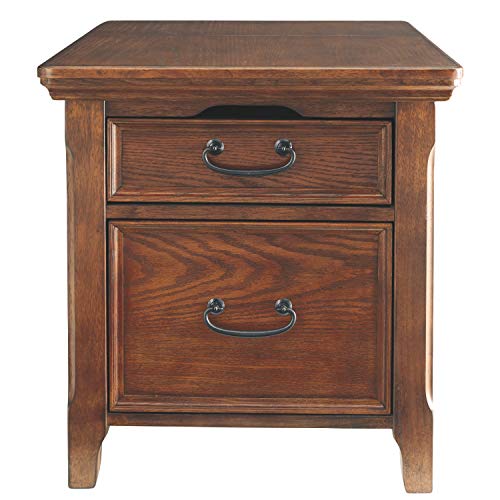 Signature Design By Ashley Woodboro Traditional Square End Table With 1 File Drawer, 2 Electrical Outlets And Usb Port, Dark Brown #TOP4