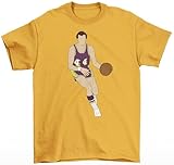 Jerry West Dribbling Los Angeles T-Shirt (US, Alpha, Large, Regular, Regular, Gold)