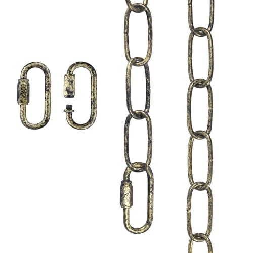 Image of garini 6 Feet Aged Bronze Light Fixture Chain, Adjustable Metal Pendant Chandelier Chain Extension with Detachable Link, Maximum Load is 66 Pounds