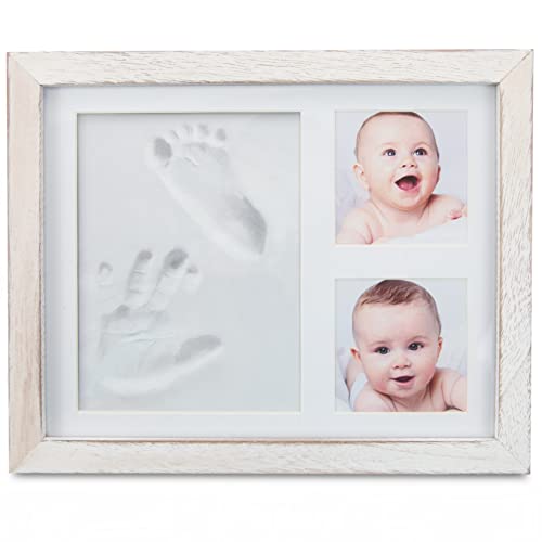 Image of Little Hippo Baby Footprint Kit & Keepsake | Baby Handprint Kit | Baby Hand and Footprint Kit (Rustic White, Standard)