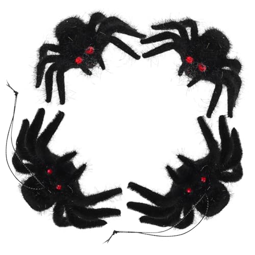 Homoyoyo 4 piezas Decoración de Halloween con Arañas Falsas Realistas Pequeñas y Grandes Decoración Plástica para Fiestas Temáticas y Ambientación Espeluznante para Fiestas y Aprendizaje