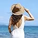 LUI SUI Womens Wide Brim Straw Sun Hat, Floppy Summer Straw Beach Hats, Foldable Crochet Summer Travel Beach Sun Cap Khaki