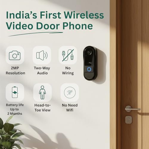 Image of Delitech Wireless Video DoorPhone | 2MP Video Doorbell + Wireless Home Display 1080p Resolution | Instant Phone & Tab Visitor Video Call | 2-Way Talk | Built-in Mic & Speaker | Free Installation*