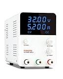 Fuente de alimentación CC ajustable: 0-32 voltios y salidas de 0-5,2 amperios; la precisión de la pantalla LED retroiluminada: 0.01 V y 0.001A.