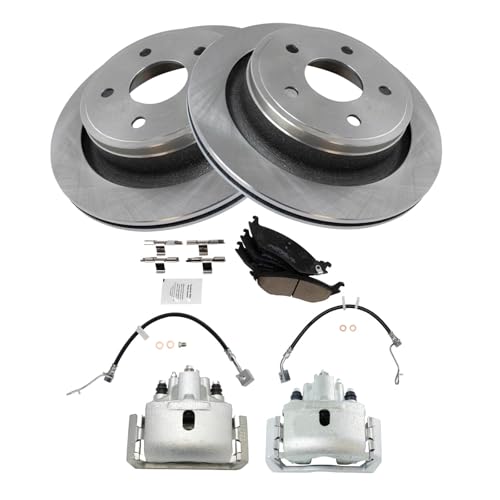 Image of TRQ Rear Brake Pad & Rotor Kit Ceramic Compatible with 2009-2010 Dodge Ram 1500