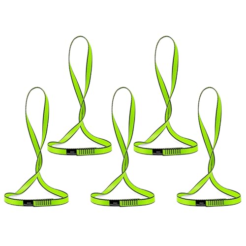 AINIKEY 18MM Nylon Climbing Sling Runner 23KN CE2008/EN566 Rock Climbing Webbing Straps for Outdoor Climbing, Rappelling, Swing, Yoga Hammock etc(Green | 60cm / 24inch | Pack of 5)