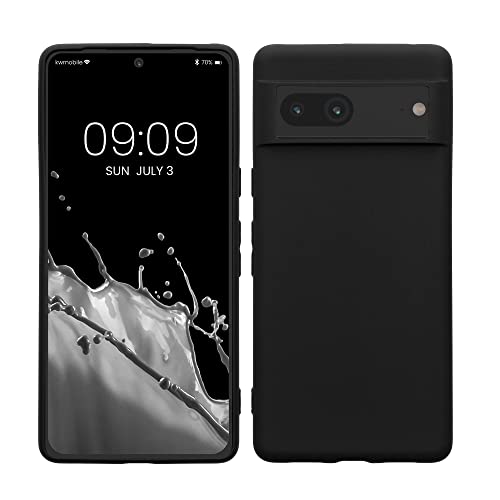 kwmobile Funda para Google Pixel 7 Carcasa - Ultrafina de TPU y Silicona con Bordes elevados anticaídas - Negro
