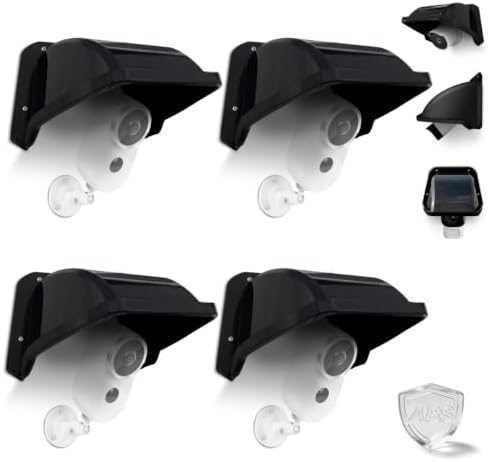 OOSSXX Universal Security Camera Square Sun Rain Cover Shield Cover Shield for Surveillance Camera Protective Roof for Dome/Bullet Outdoor Camera Black (4 Packs)