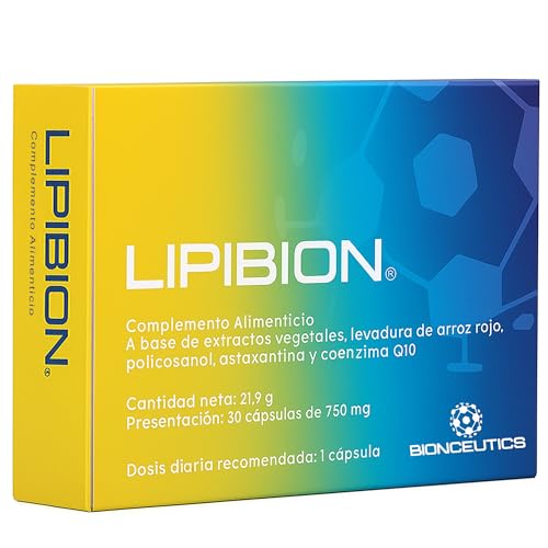 LIPIBION® Complemento 100% Natural para Controlar el Colesterol y Triglicéridos | con Levadura Arroz Rojo, Astaxantina y Coenzima Q10 | Protege el Corazón e Higado | 30 comprimidos naturales