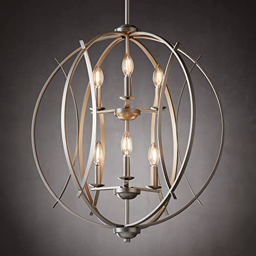 Possini Euro Design Spherical Brushed Nickel Orb Pendant Chandelier Lighting 24